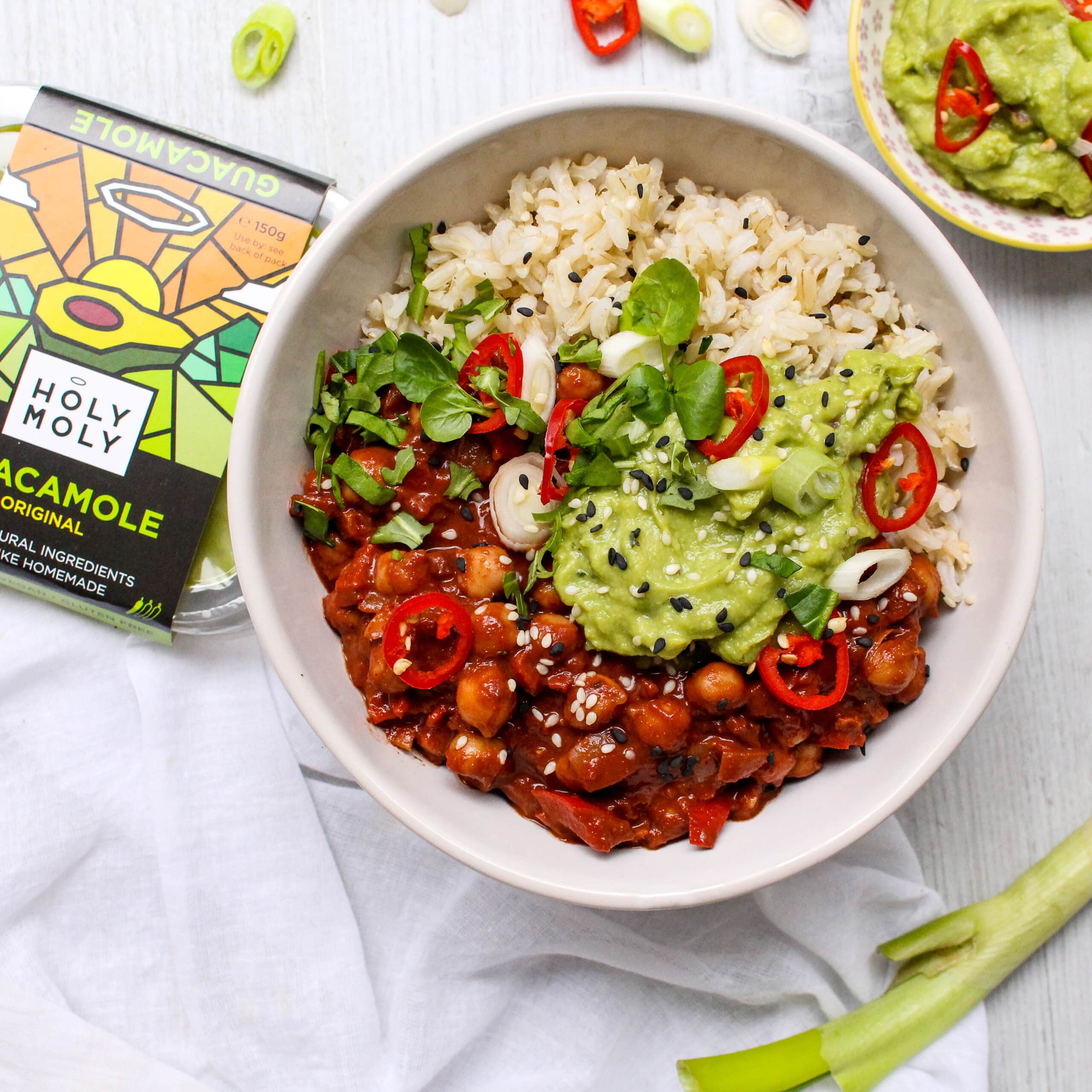 Chickpea Chilli with Holy Moly Guacamole